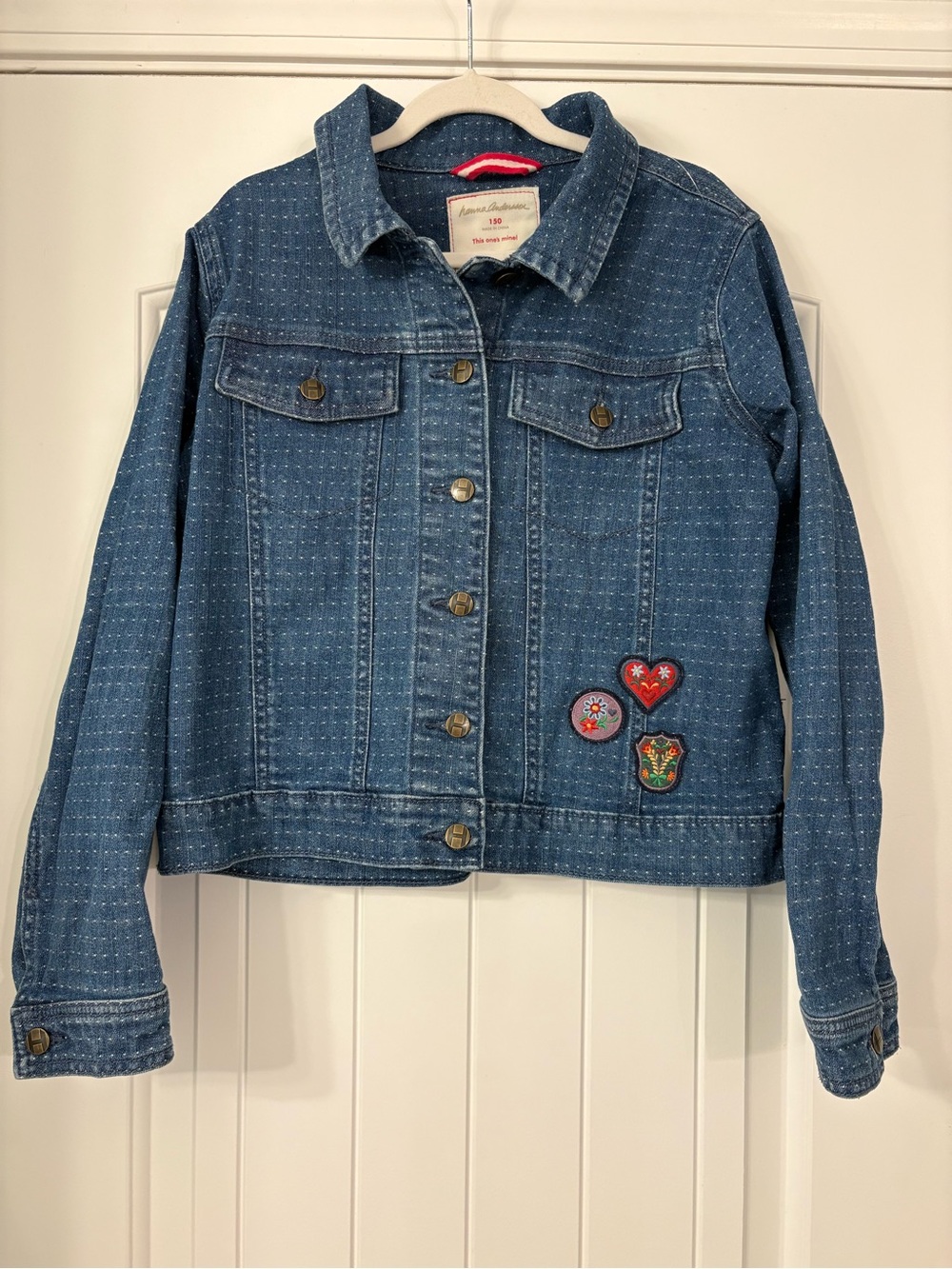 Hanna Andersson Blue Denim Jean Jacket with Patch Accents